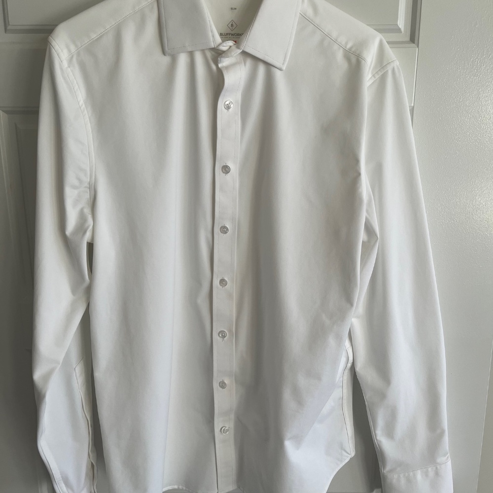 Bluffworks Lenox Dress Shirt - Pure White - M - Slim Fit